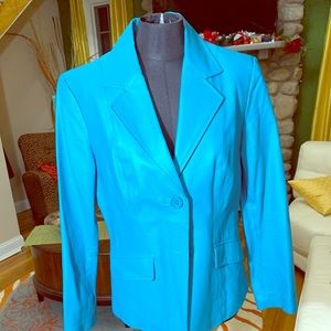 NWOT - Turquoise tailored fit LEATHER blazer